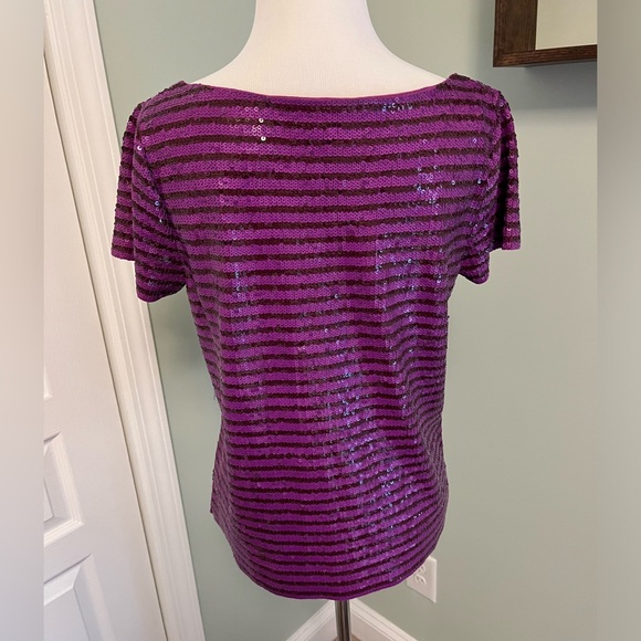 J.Crew Purple Stripe Sequin Top Size Small - Picture 3 of 8